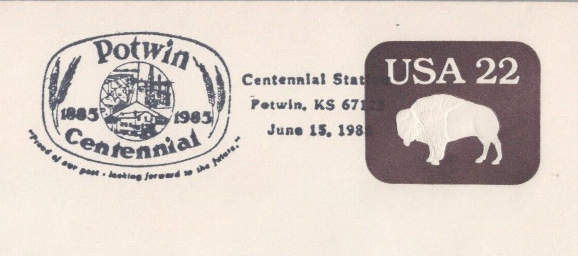US Event Cover Potwin, KS 1985 Centennial Station ZAYIX 041322SM126
