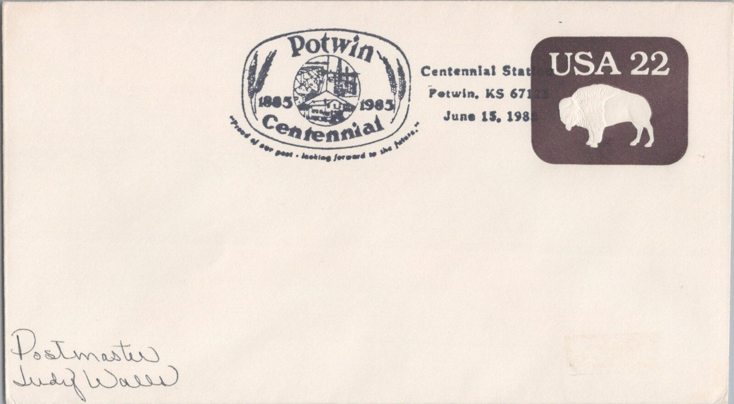 US Event Cover Potwin, KS 1985 Centennial Station ZAYIX 041322SM126
