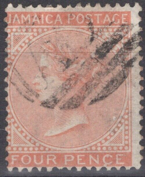 Jamaica 10a used 1872 4d red orange, WMK 1, Queen Victoria ZAYIX 040322S58