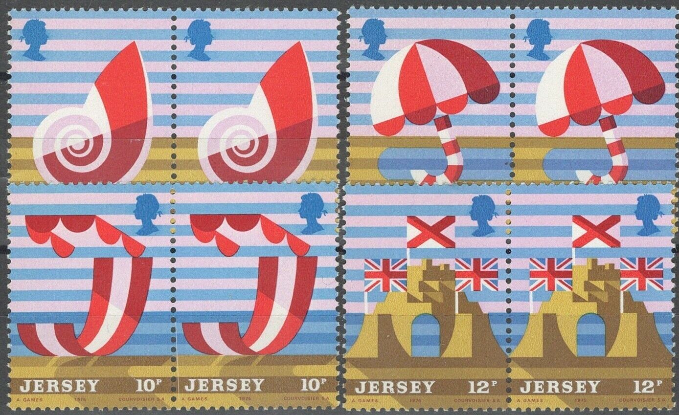ZAYIX Great Britain - Jersey 124-127 MNH Pairs Tourism Beach Flag Umbrella