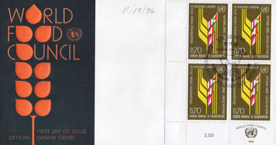 United Nations FDC World Food Council Insc block Geneva cachet ZAYIX 031823SM37