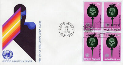 United Nations FDC Stop Drug Abuse block Geneva Cachet ZAYIX 031823SM36