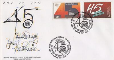 United Nations Geneva FDC 45th anniversary UNPA cachet ZAYIX 031823SM133