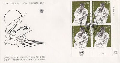 United Nations FDC Future for Refugees Geneva cachet block ZAYIX 031823SM153