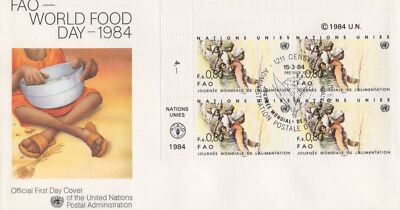 United Nations FDC World Food Day FAO Geneva cachet block ZAYIX 031823SM160