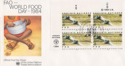 United Nations FDC World Food Day FAO Geneva cachet block ZAYIX 031823SM159