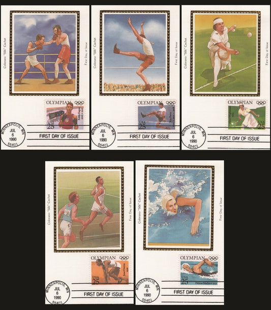 Zayix US Colorano Maxi Card FDC 2496-2500 Summer Olympics Champions ZAYIX 092523SM33