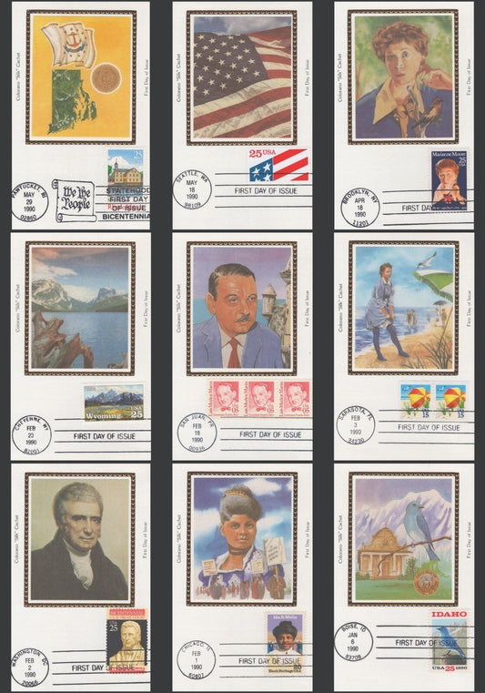 Zayix US Colorano Maxi Card FDC Nine (9) FDCs from the 1990s ZAYIX 092523SM39