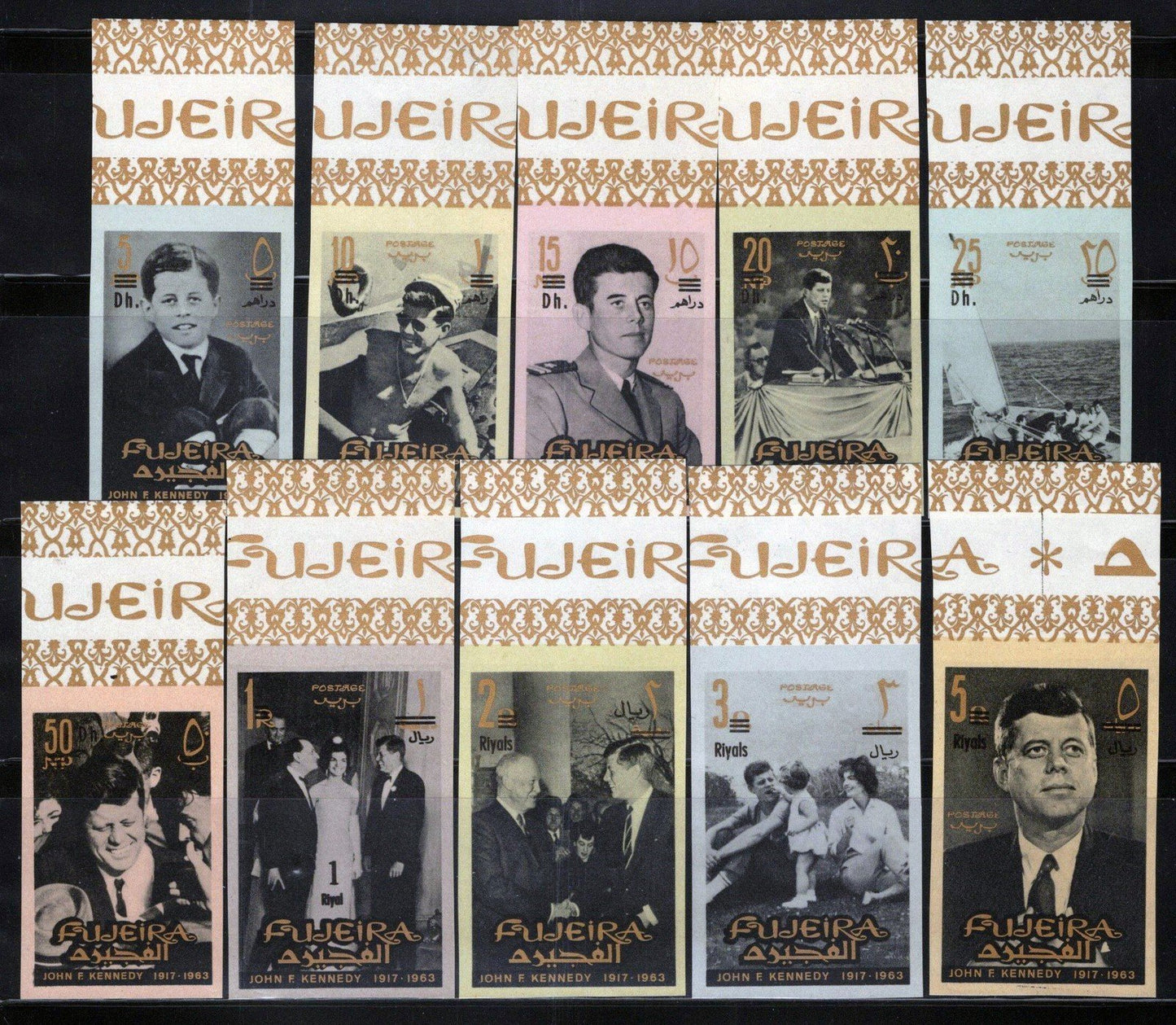 Fujeira 80-89 B MNH Ovpt John F. Kennedy Historical Figure ZAYIX 013123S34