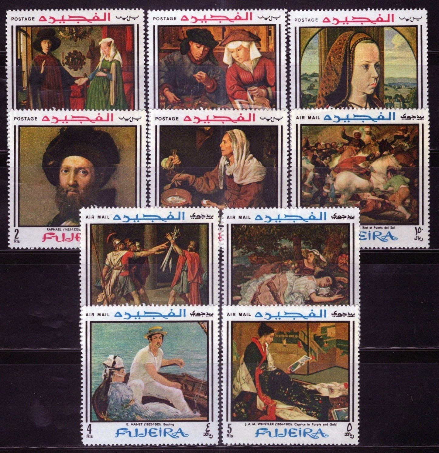 Fujeira 224-233 A MNH Paintings Artists Manet Whistler Courbet ZAYIX 013123S37M