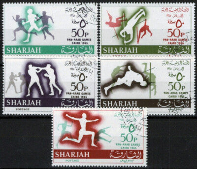 Sharjah 193-197 A CTO Sports Pan Arab Games Running Boxing ZAYIX 013123S55