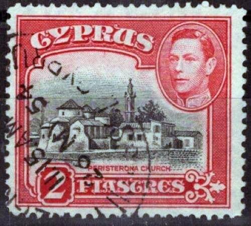 Cyprus 147B used 3pi carmine & black Peristerona Church 020123-S18M