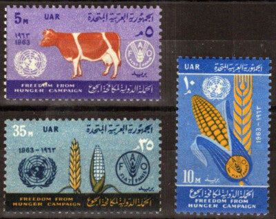 Egypt 582-584 MNH 1963 Freedom from Hunger Agriculture Cows ZAYIX 020123S33