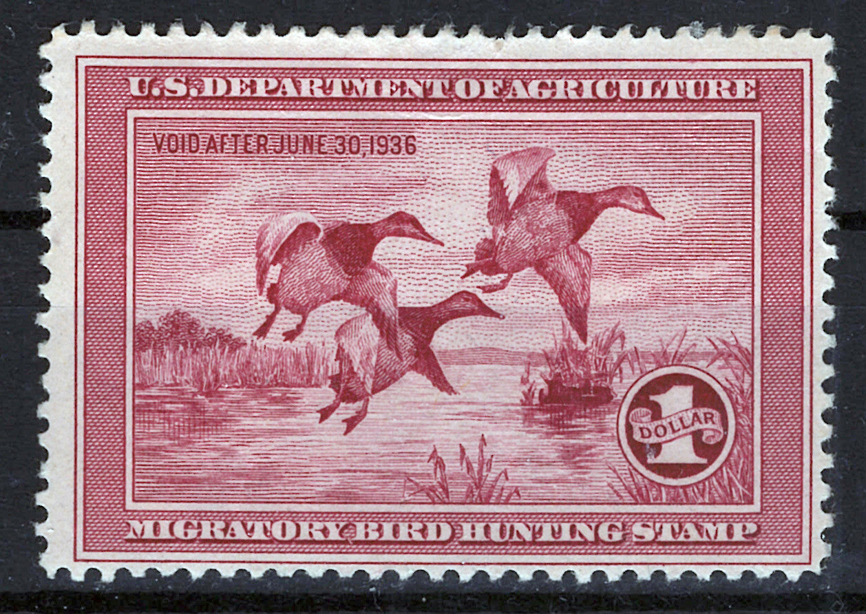 US RW2 MHH FVF $1 rose lake Canvasbacks Duck Revenue Zayix Stamps 0325S0101