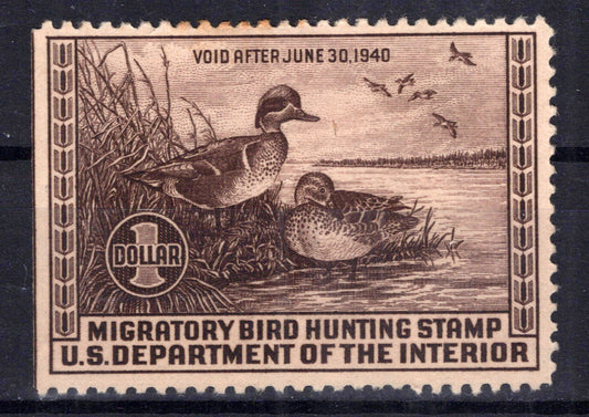 US RW6 MNG VF (SE) $1 Green-winged Teal Duck Revenue Zayix Stamps 0325S0102