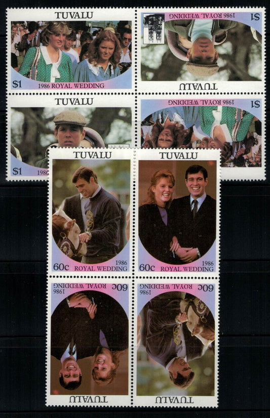 Tuvalu 381-386 MNH Royal Wedding setenant blocks 030822SM28 ZAYIX 030822SM28M