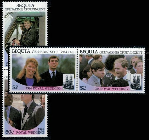 St. Vincent Grenadines, Bequia MNH Royal Wedding pairs ZAYIX 0224S0271M