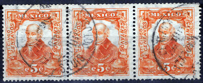 Mexico 314 Used 5c Miguel Hidalgo Regular Issue strip of three ZAYIX 073123SM49M