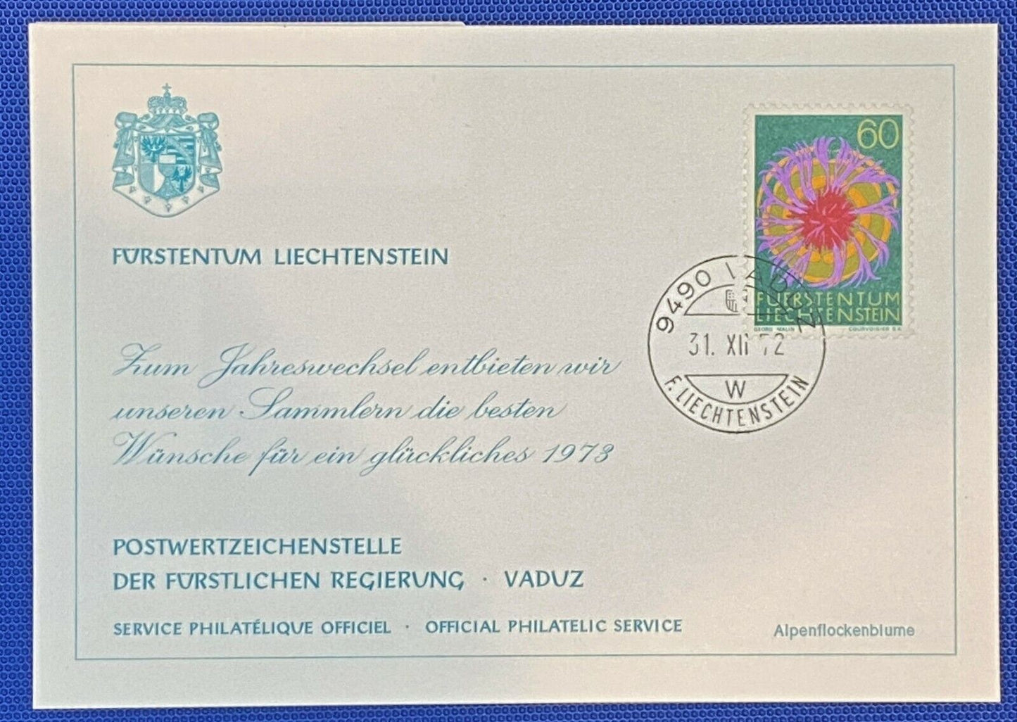 ZAYIX - 1972 Liechtenstein Mi# 562 FDC - Art - Flowers 011022-SM45