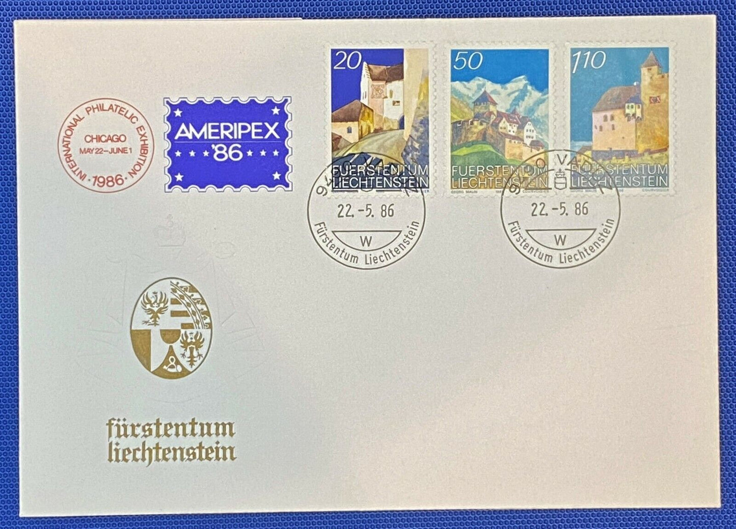 ZAYIX - 1986 Liechtenstein Mi# 896-898 FDC - Architecture - Castles 011022-SM49