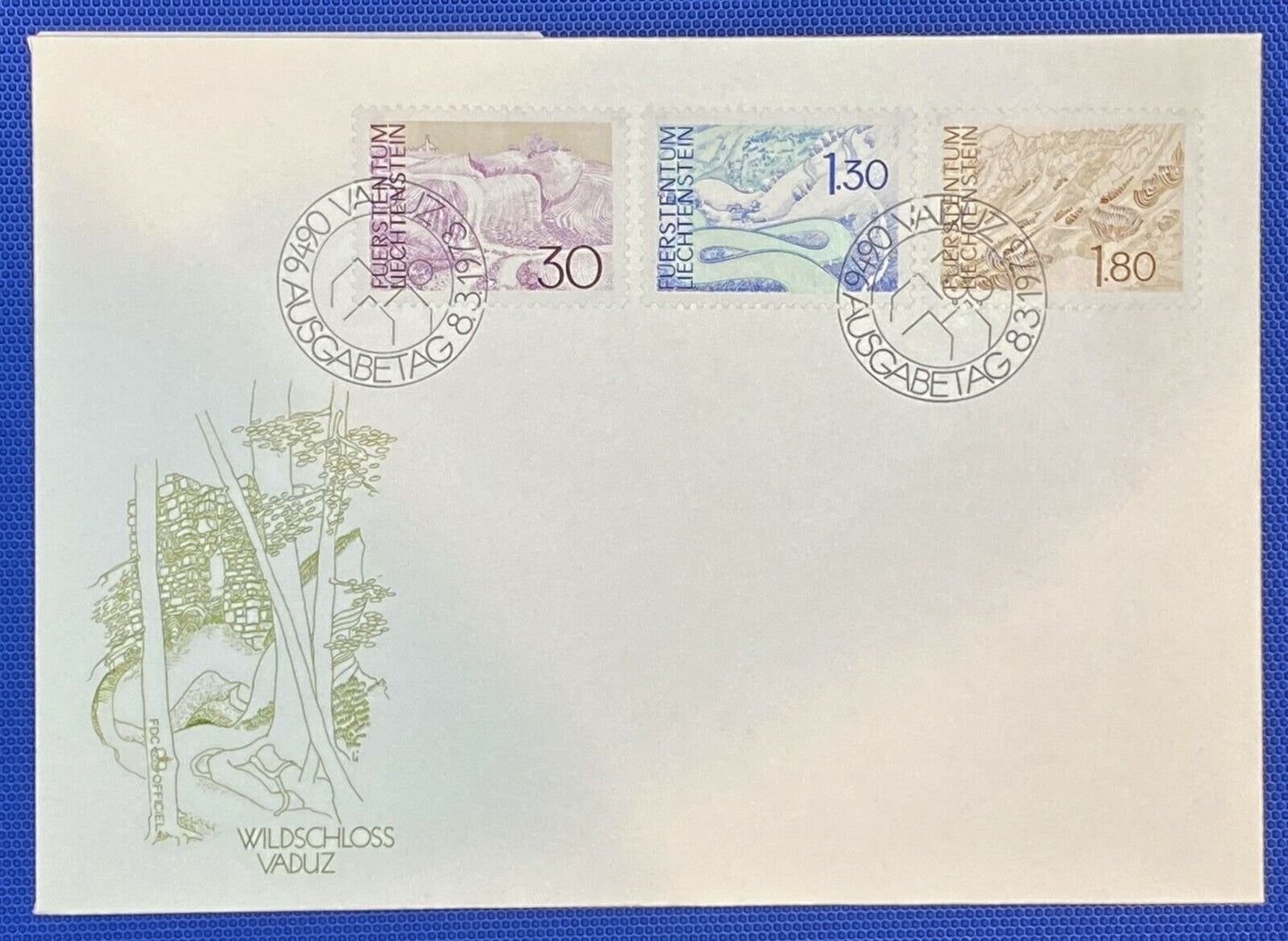 ZAYIX - 1973 Liechtenstein Mi 581-83 FDC - Mountain Scenes 011022-SM62