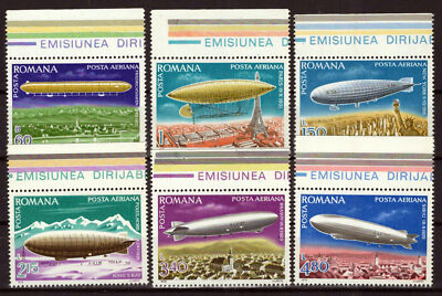 Romania C215-C220 MNH Air Post Aviation Zeppelin Aircraft ZAYIX 0125S0004