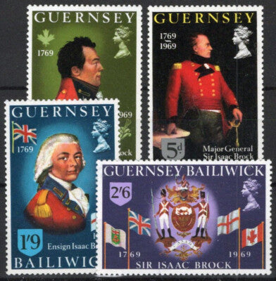 Guernsey 24-27 MNH Sir Isaac Brock Military Coat of Arms Flags ZAYIX 021423S91M