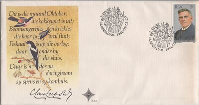 South Africa 535 FDC Dr Leipoldt Physician Writer Birds Flowers ZAYIX 080722SM25