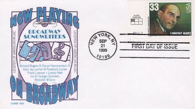 US 3347 FDC GAMM cachet Broadway Songwriter Lorenz Hart ZAYIX 0824M0107