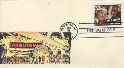 US 3345 FDC SMB Cachets hand-colored, Broadway,the Gershwins ZAYIX 0824M0113