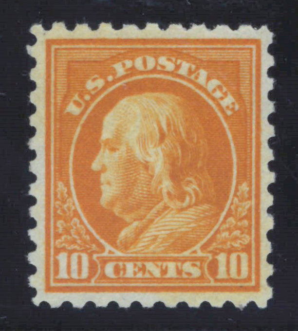 US 472 MLH VF Grade 80 PSAG 1916 10c Orange Yellow Franklin Perf 10 ZAYIX