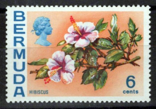 Bermuda 260b MH 6c Hibiscus Flowers watermarked 373 sideways ZAYIX 0224S0296