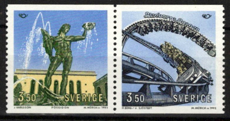 Sweden 1993-1994 MNH fountain fairs roller coaster pair ZAYIX 0224S0305