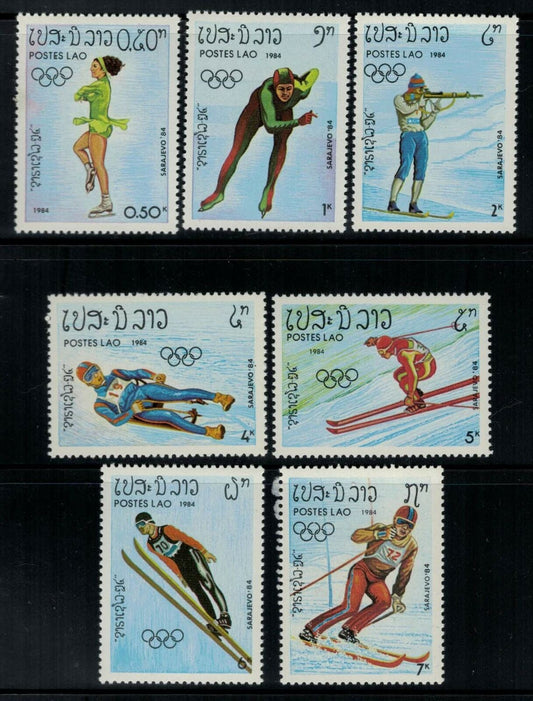 ZAYIX - Laos 509-515 MNH Winter Olympics Sarajevo Figure Skating Skiing Sports