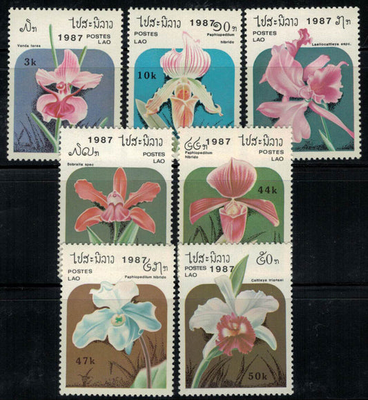 ZAYIX - Laos 796-796f MNH Flowers Orchids Flora