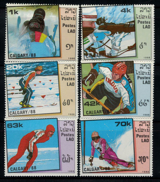 ZAYIX - Laos 842-847 MNH Winter Olympics Calgary Sports