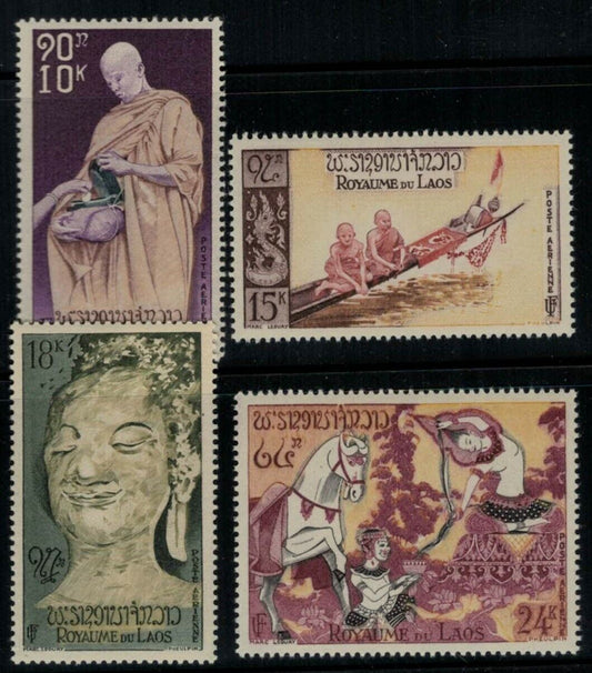 ZAYIX - Laos C27-C30 MNH Figure Buddha Temple Painting 032322SM30M