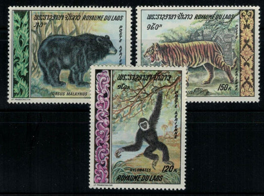 ZAYIX - Laos C59-C61 MNH Animals Tiger Black Bear Gibbon