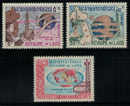 ZAYIX - Laos 109-111 MNH Communication Satellite Radio 032322SM17M