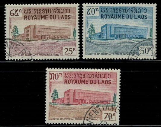 ZAYIX - Laos 145-147 CTO Post Office Telegraph Headquarters Communication