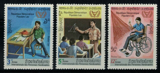 ZAYIX - Laos 343-345 MNH w/o Gum Intl Year of Disabled Education 032622SM18M