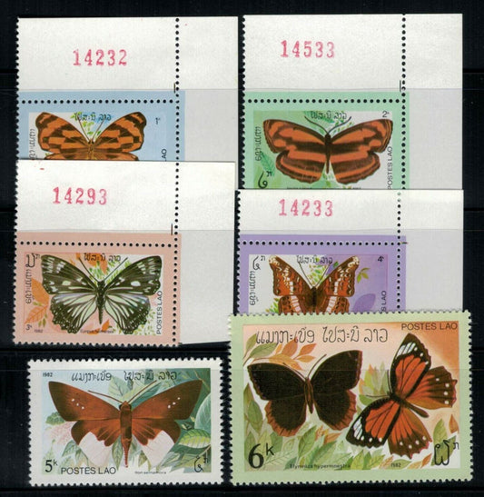 ZAYIX - Laos 386-391 MNH Issued w/o Gum Insects Butterflies