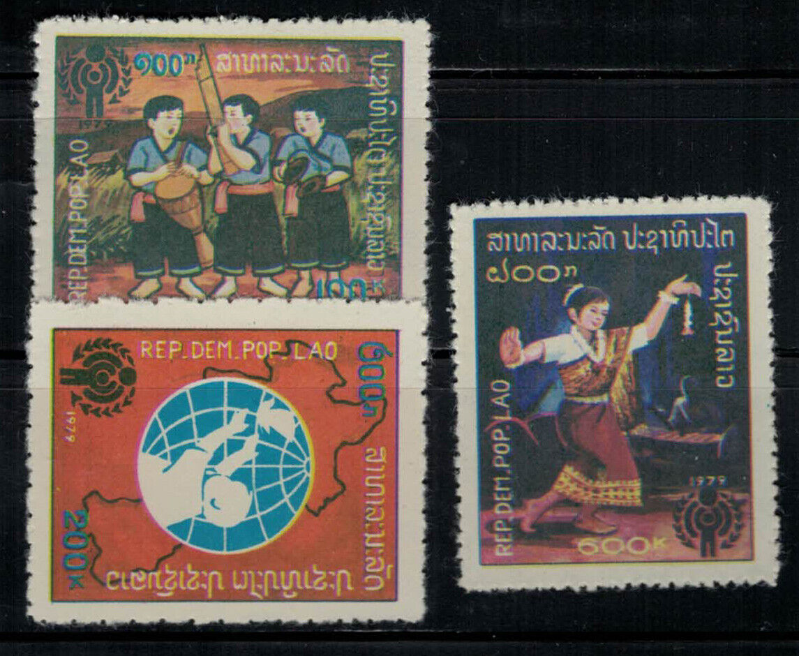 ZAYIX - Laos 486 A-488 A MNH International Year of Child IYC - Music - Dance