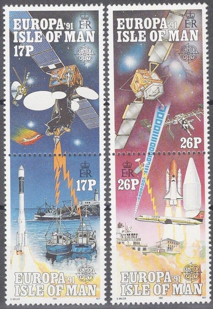 Isle of Man 469a, 471a MNH Europa Space Rocket Satellite ZAYIX 033022SM55M