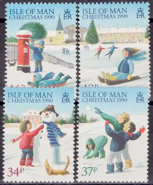 ZAYIX Great Britain - Isle of Man 436-439 MNH XMAS Sledding Skating Snowman