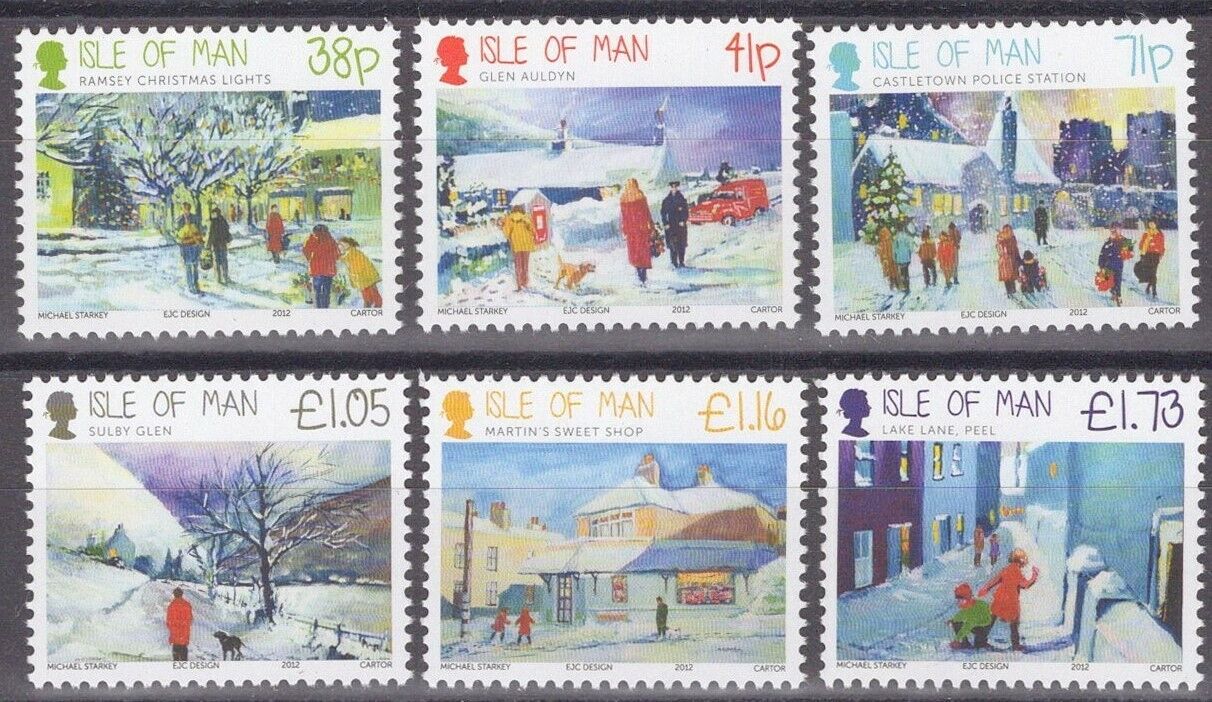 ZAYIX Great Britain - Isle of Man 1528-1533 MNH XMAS Police Station Mail Carrier