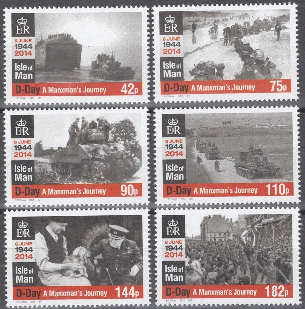 ZAYIX Great Britain - Isle of Man 1653-1658 MNH D-Day Photographs Tanks Troops