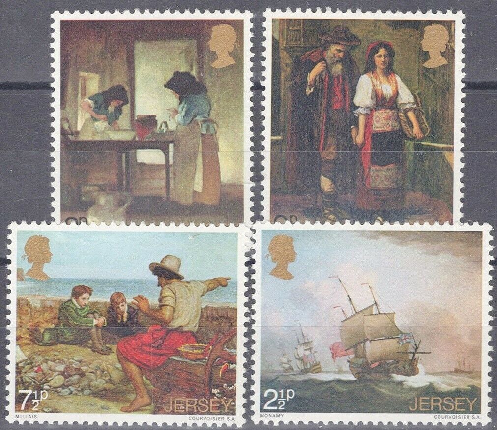 ZAYIX Great Britain - Jersey 57-60 MNH Paintings Jersey Artists Ships