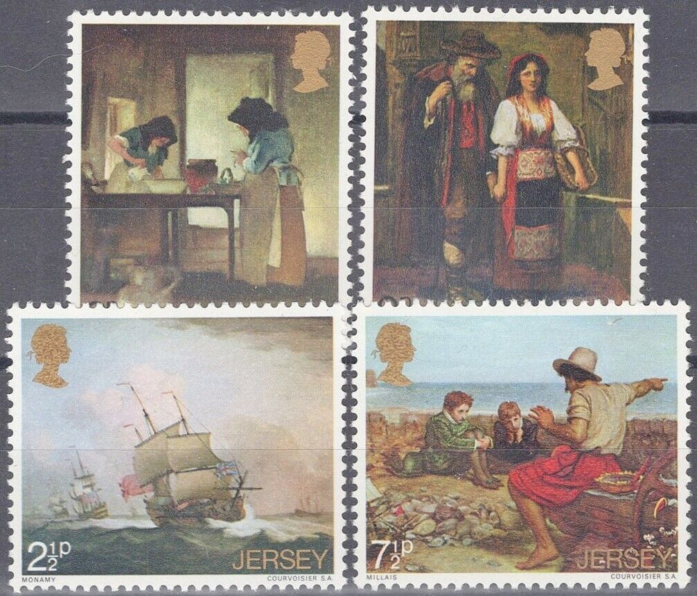 ZAYIX Great Britain - Jersey 57-60 MH Jersey Paintings Ships Society Ships