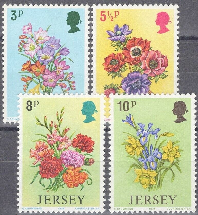ZAYIX Great Britain - Jersey 95-98 MH Flowers Daffodils Iris Nature